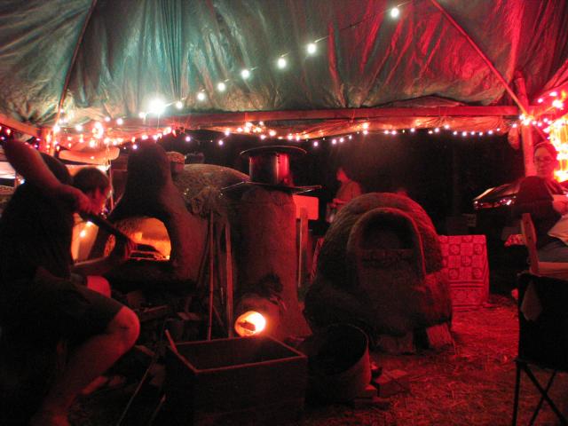 Cob ovens at night